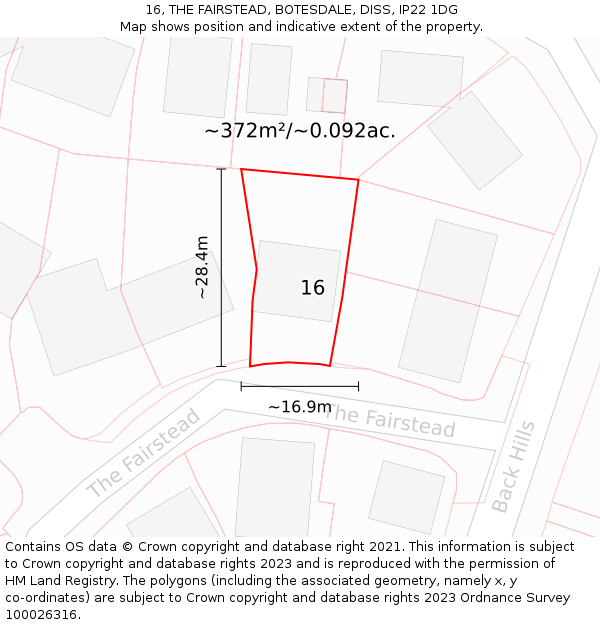 16, THE FAIRSTEAD, BOTESDALE, DISS, IP22 1DG: Plot and title map