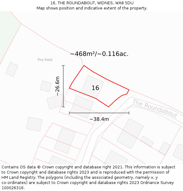 16, THE ROUNDABOUT, WIDNES, WA8 5DU: Plot and title map