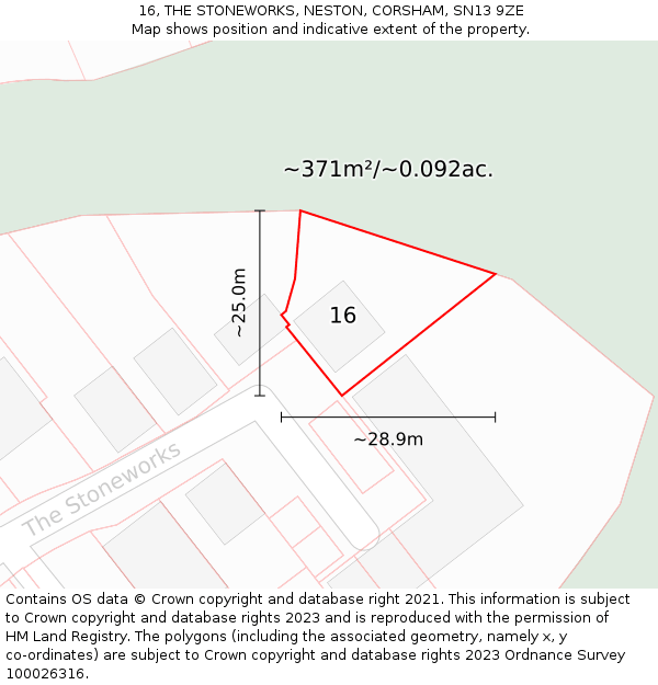 16, THE STONEWORKS, NESTON, CORSHAM, SN13 9ZE: Plot and title map