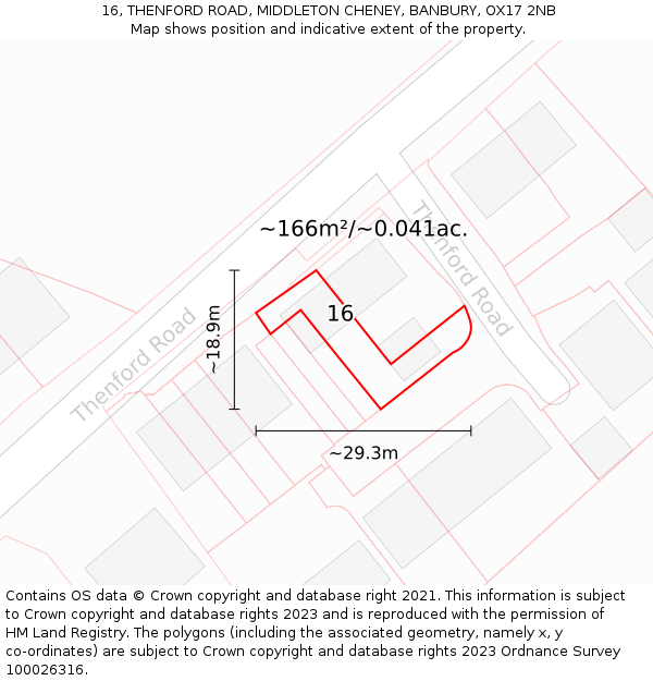 16, THENFORD ROAD, MIDDLETON CHENEY, BANBURY, OX17 2NB: Plot and title map