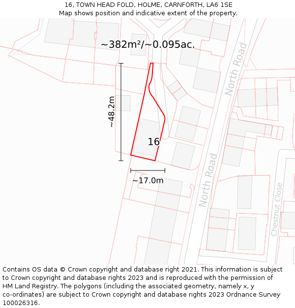 16, TOWN HEAD FOLD, HOLME, CARNFORTH, LA6 1SE: Plot and title map
