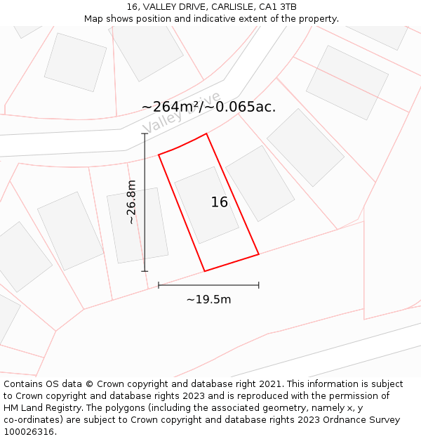 16, VALLEY DRIVE, CARLISLE, CA1 3TB: Plot and title map