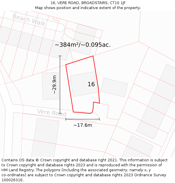 16, VERE ROAD, BROADSTAIRS, CT10 1JF: Plot and title map