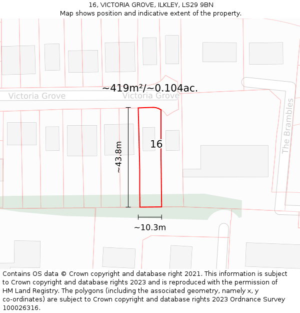 16, VICTORIA GROVE, ILKLEY, LS29 9BN: Plot and title map