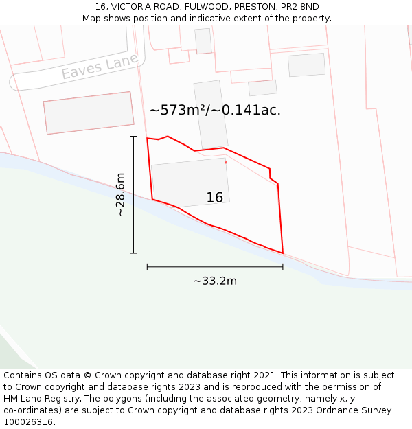 16, VICTORIA ROAD, FULWOOD, PRESTON, PR2 8ND: Plot and title map