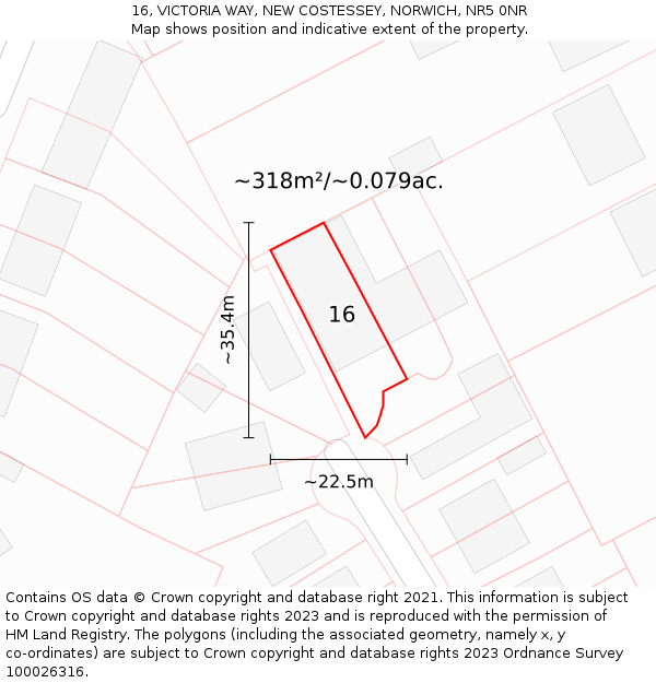 16, VICTORIA WAY, NEW COSTESSEY, NORWICH, NR5 0NR: Plot and title map