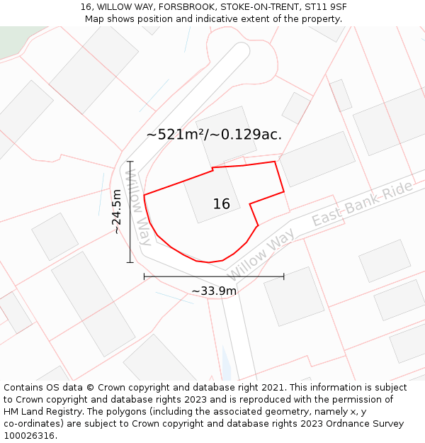 16, WILLOW WAY, FORSBROOK, STOKE-ON-TRENT, ST11 9SF: Plot and title map