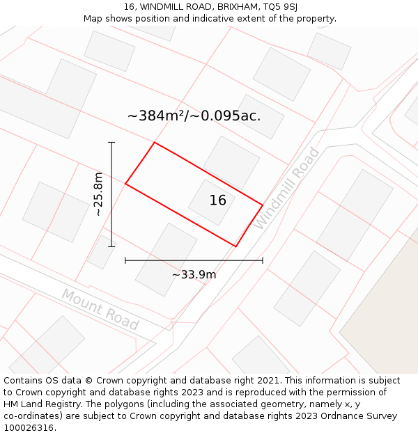 16, WINDMILL ROAD, BRIXHAM, TQ5 9SJ: Plot and title map