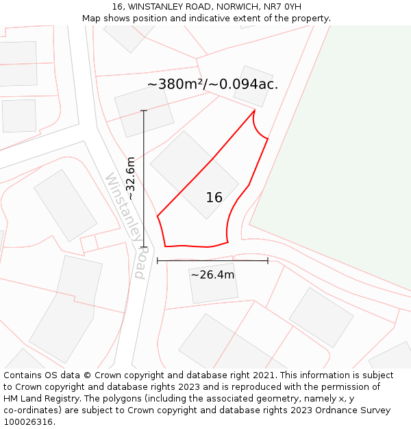 16, WINSTANLEY ROAD, NORWICH, NR7 0YH: Plot and title map