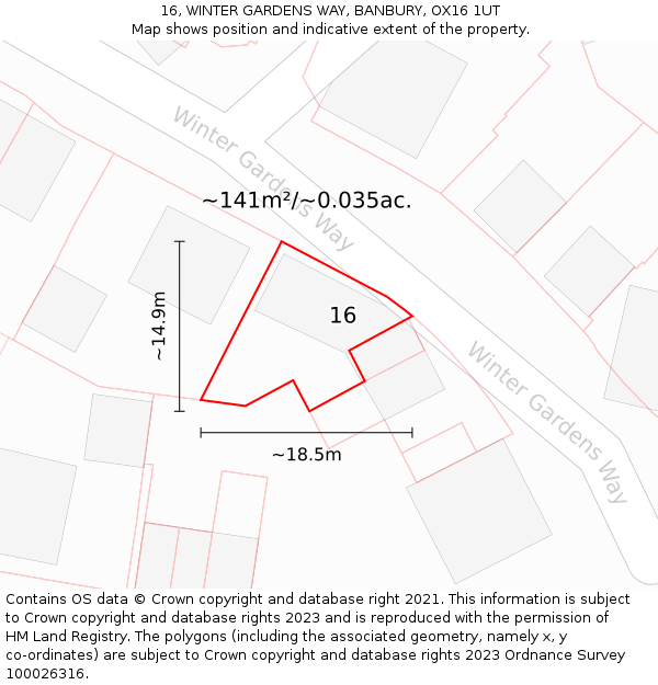 16, WINTER GARDENS WAY, BANBURY, OX16 1UT: Plot and title map