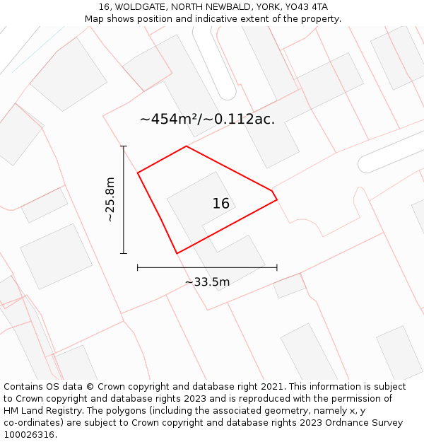 16, WOLDGATE, NORTH NEWBALD, YORK, YO43 4TA: Plot and title map