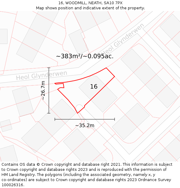 16, WOODMILL, NEATH, SA10 7PX: Plot and title map