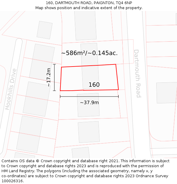 160, DARTMOUTH ROAD, PAIGNTON, TQ4 6NP: Plot and title map