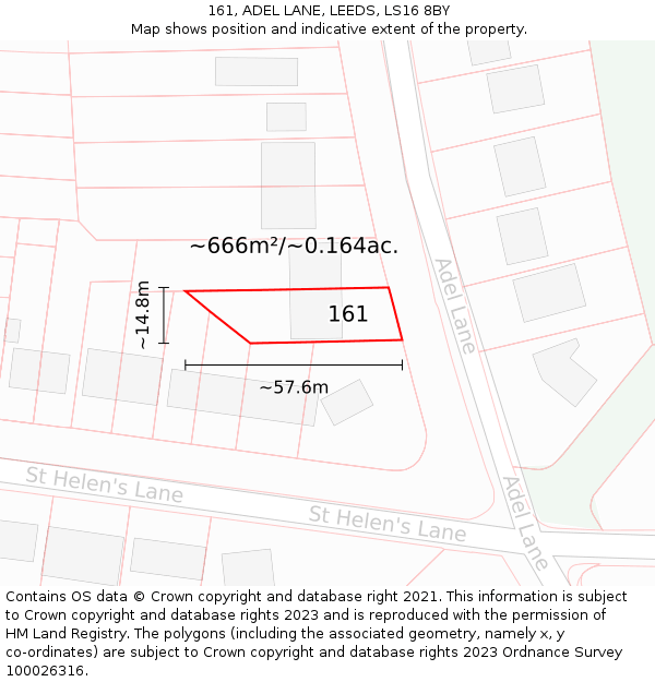 161, ADEL LANE, LEEDS, LS16 8BY: Plot and title map