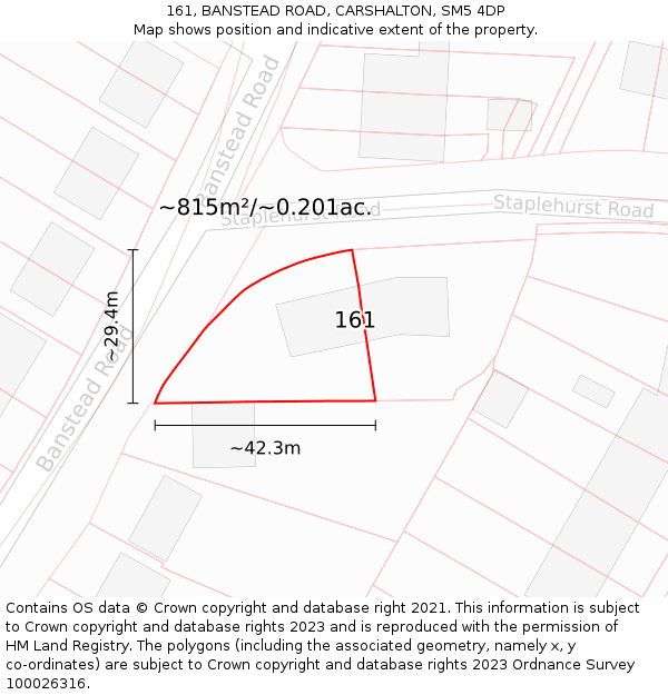 161, BANSTEAD ROAD, CARSHALTON, SM5 4DP: Plot and title map