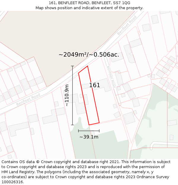 161, BENFLEET ROAD, BENFLEET, SS7 1QG: Plot and title map