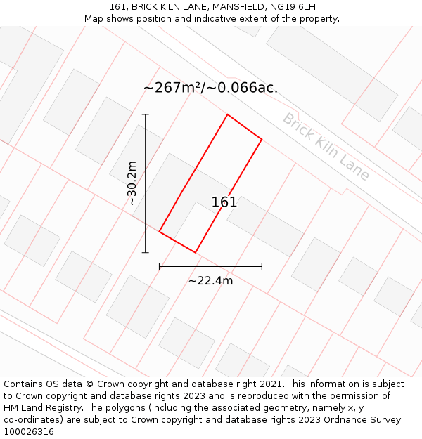 161, BRICK KILN LANE, MANSFIELD, NG19 6LH: Plot and title map