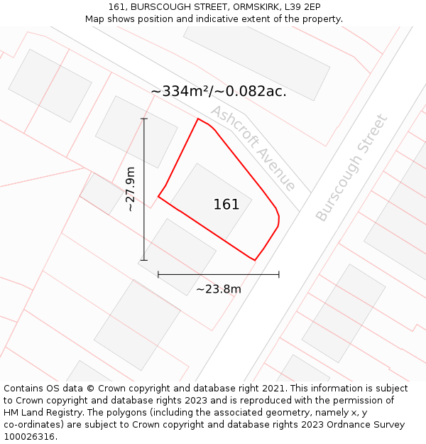 161, BURSCOUGH STREET, ORMSKIRK, L39 2EP: Plot and title map