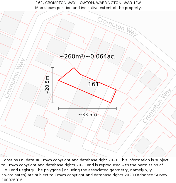 161, CROMPTON WAY, LOWTON, WARRINGTON, WA3 1FW: Plot and title map