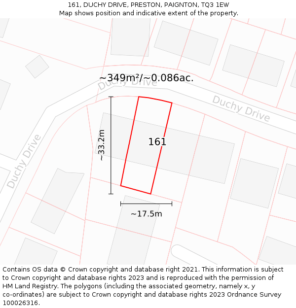 161, DUCHY DRIVE, PRESTON, PAIGNTON, TQ3 1EW: Plot and title map