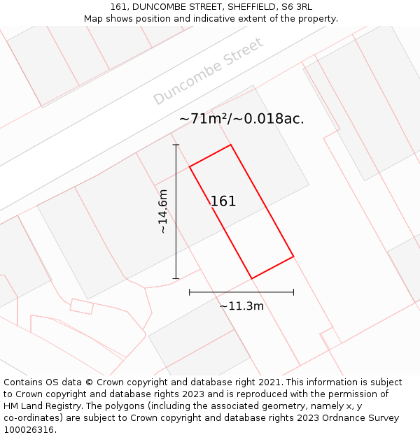 161, DUNCOMBE STREET, SHEFFIELD, S6 3RL: Plot and title map