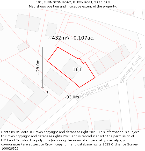 161, ELKINGTON ROAD, BURRY PORT, SA16 0AB: Plot and title map