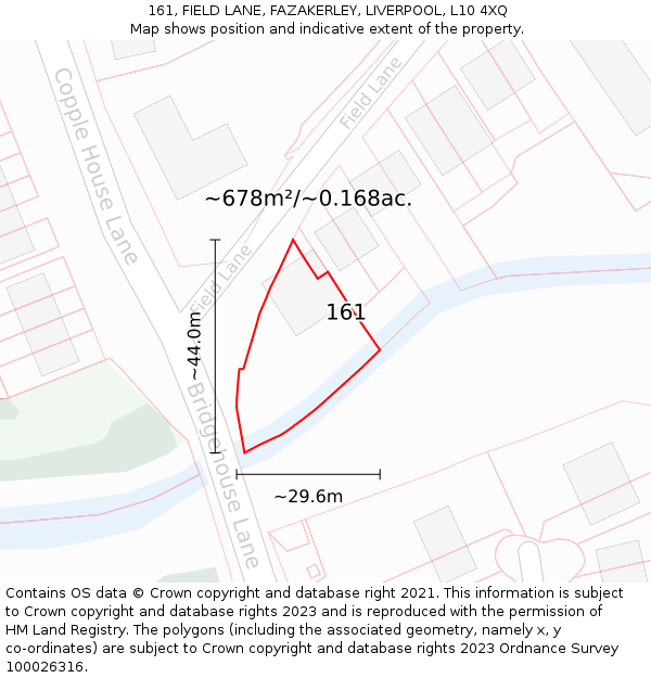 161, FIELD LANE, FAZAKERLEY, LIVERPOOL, L10 4XQ: Plot and title map