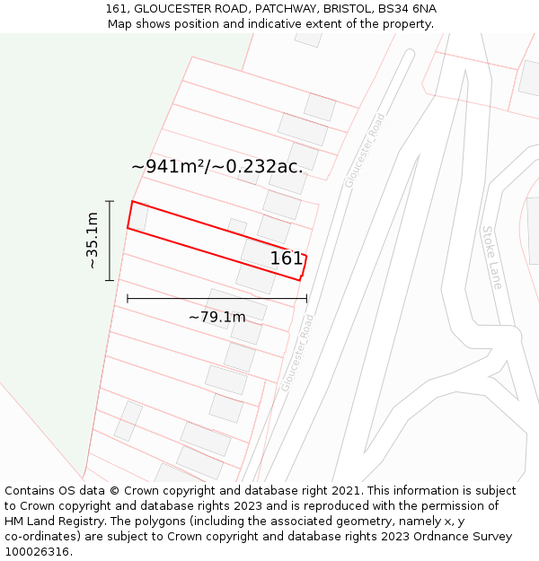 161, GLOUCESTER ROAD, PATCHWAY, BRISTOL, BS34 6NA: Plot and title map