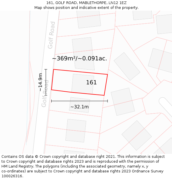 161, GOLF ROAD, MABLETHORPE, LN12 1EZ: Plot and title map