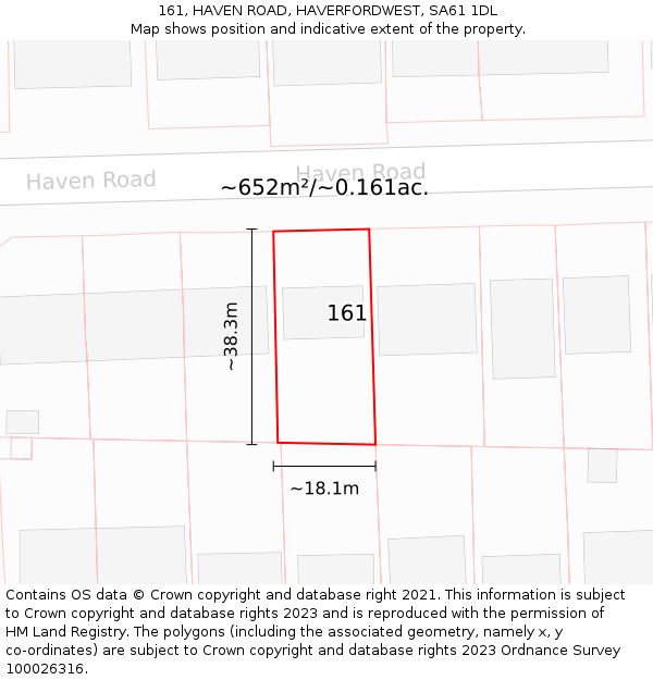 161, HAVEN ROAD, HAVERFORDWEST, SA61 1DL: Plot and title map