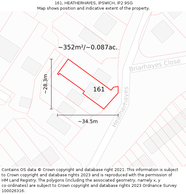161, HEATHERHAYES, IPSWICH, IP2 9SG: Plot and title map