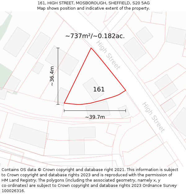 161, HIGH STREET, MOSBOROUGH, SHEFFIELD, S20 5AG: Plot and title map