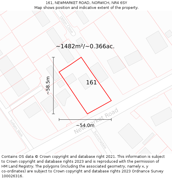 161, NEWMARKET ROAD, NORWICH, NR4 6SY: Plot and title map