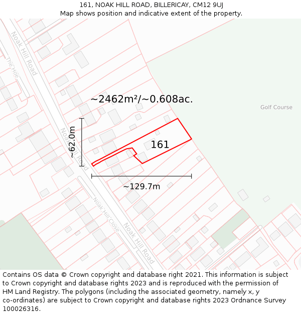 161, NOAK HILL ROAD, BILLERICAY, CM12 9UJ: Plot and title map