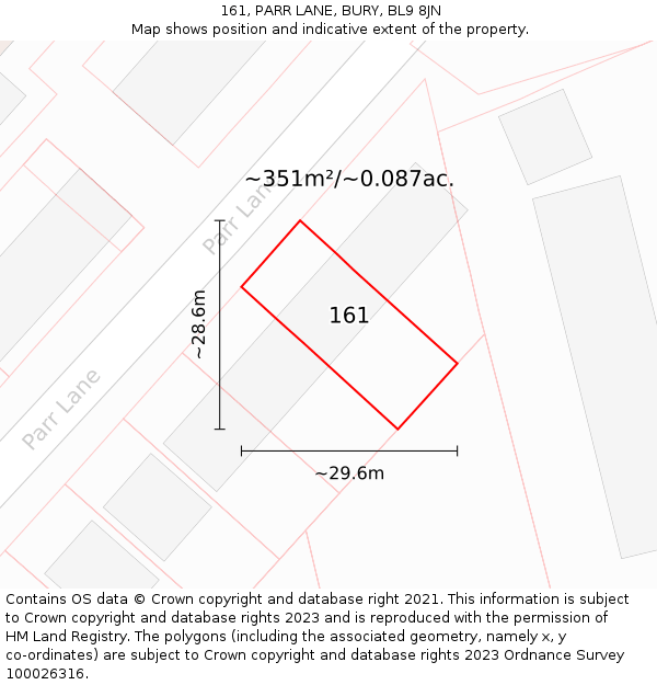 161, PARR LANE, BURY, BL9 8JN: Plot and title map