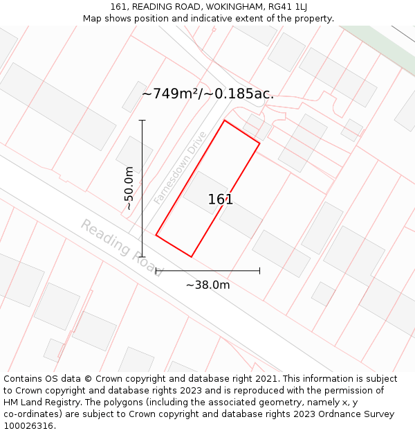 161, READING ROAD, WOKINGHAM, RG41 1LJ: Plot and title map