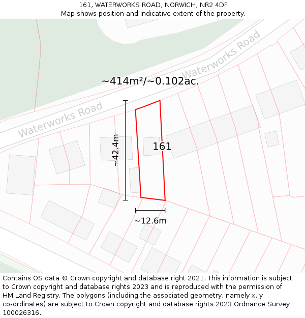 161, WATERWORKS ROAD, NORWICH, NR2 4DF: Plot and title map