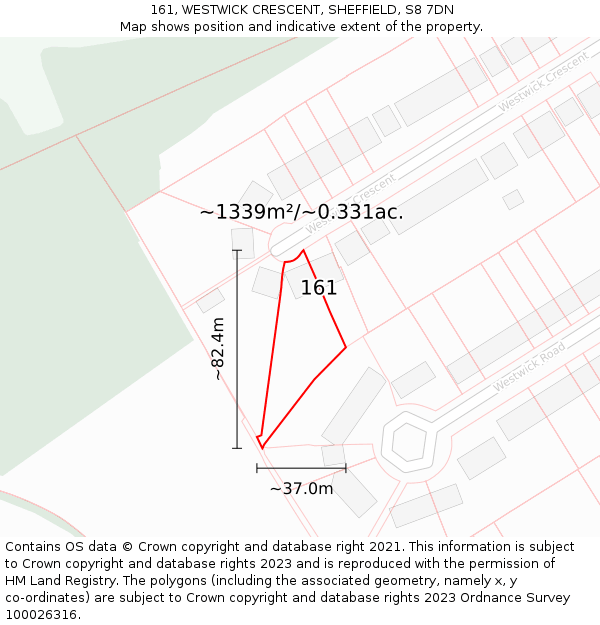161, WESTWICK CRESCENT, SHEFFIELD, S8 7DN: Plot and title map