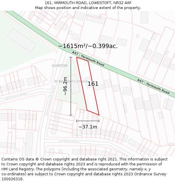 161, YARMOUTH ROAD, LOWESTOFT, NR32 4AF: Plot and title map