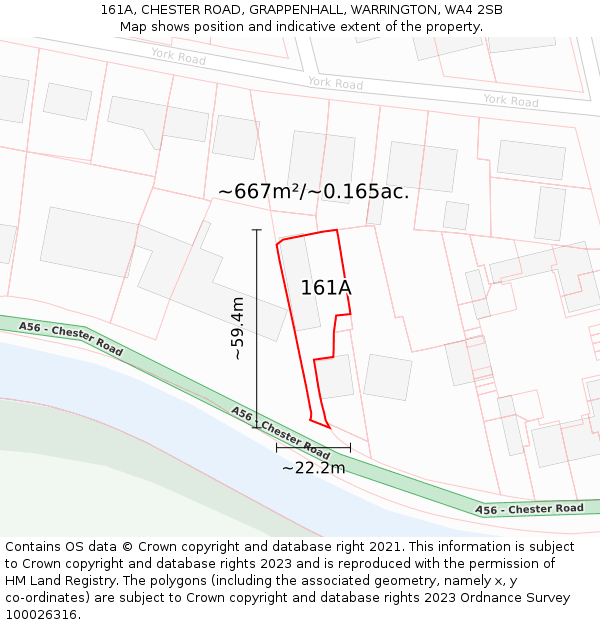 161A, CHESTER ROAD, GRAPPENHALL, WARRINGTON, WA4 2SB: Plot and title map