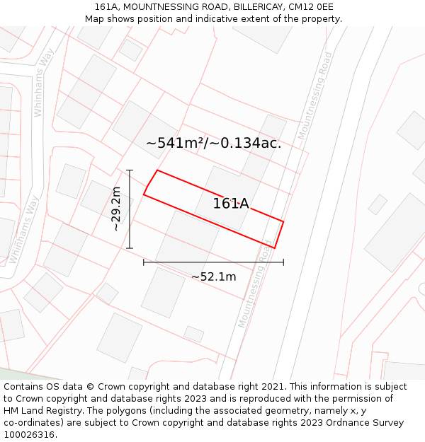 161A, MOUNTNESSING ROAD, BILLERICAY, CM12 0EE: Plot and title map
