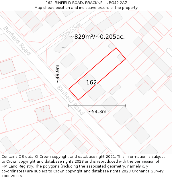 162, BINFIELD ROAD, BRACKNELL, RG42 2AZ: Plot and title map