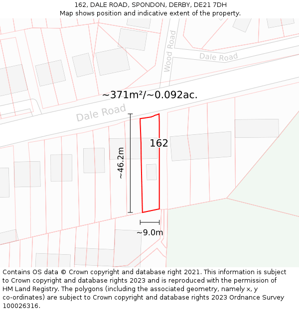 162, DALE ROAD, SPONDON, DERBY, DE21 7DH: Plot and title map