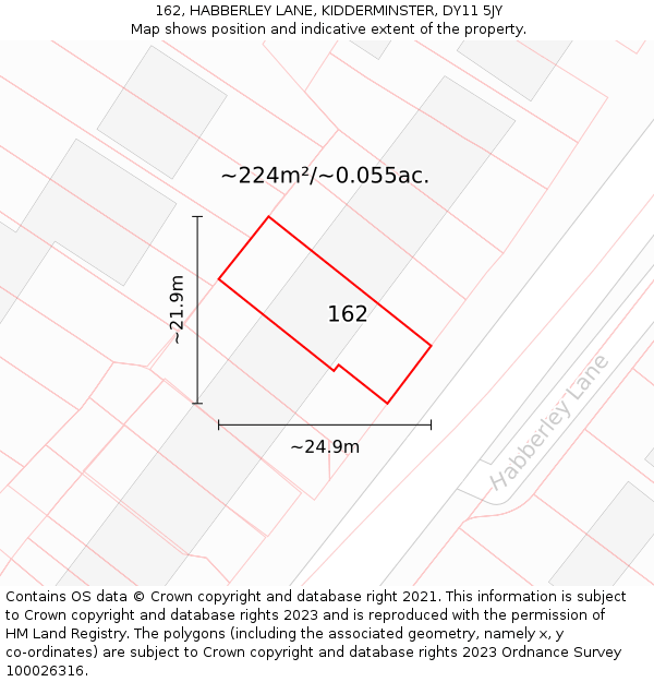 162, HABBERLEY LANE, KIDDERMINSTER, DY11 5JY: Plot and title map