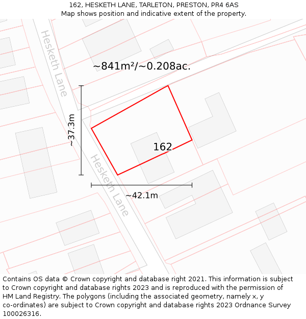 162, HESKETH LANE, TARLETON, PRESTON, PR4 6AS: Plot and title map