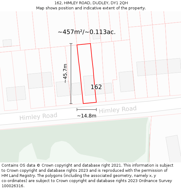 162, HIMLEY ROAD, DUDLEY, DY1 2QH: Plot and title map