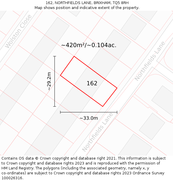 162, NORTHFIELDS LANE, BRIXHAM, TQ5 8RH: Plot and title map