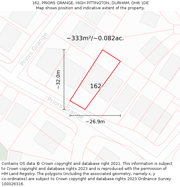 162, PRIORS GRANGE, HIGH PITTINGTON, DURHAM, DH6 1DE: Plot and title map
