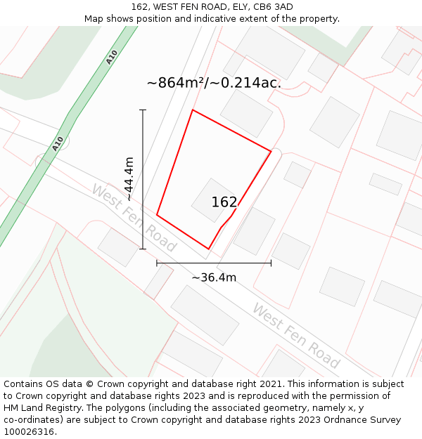 162, WEST FEN ROAD, ELY, CB6 3AD: Plot and title map