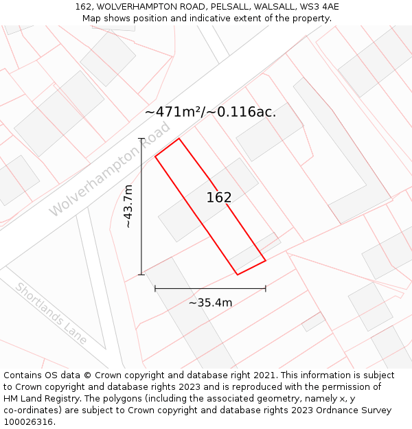 162, WOLVERHAMPTON ROAD, PELSALL, WALSALL, WS3 4AE: Plot and title map